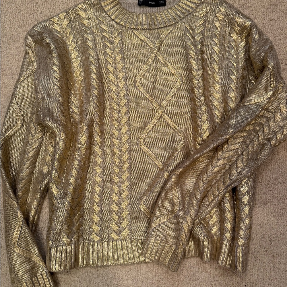 MNG Gold Foil Knit Sweater